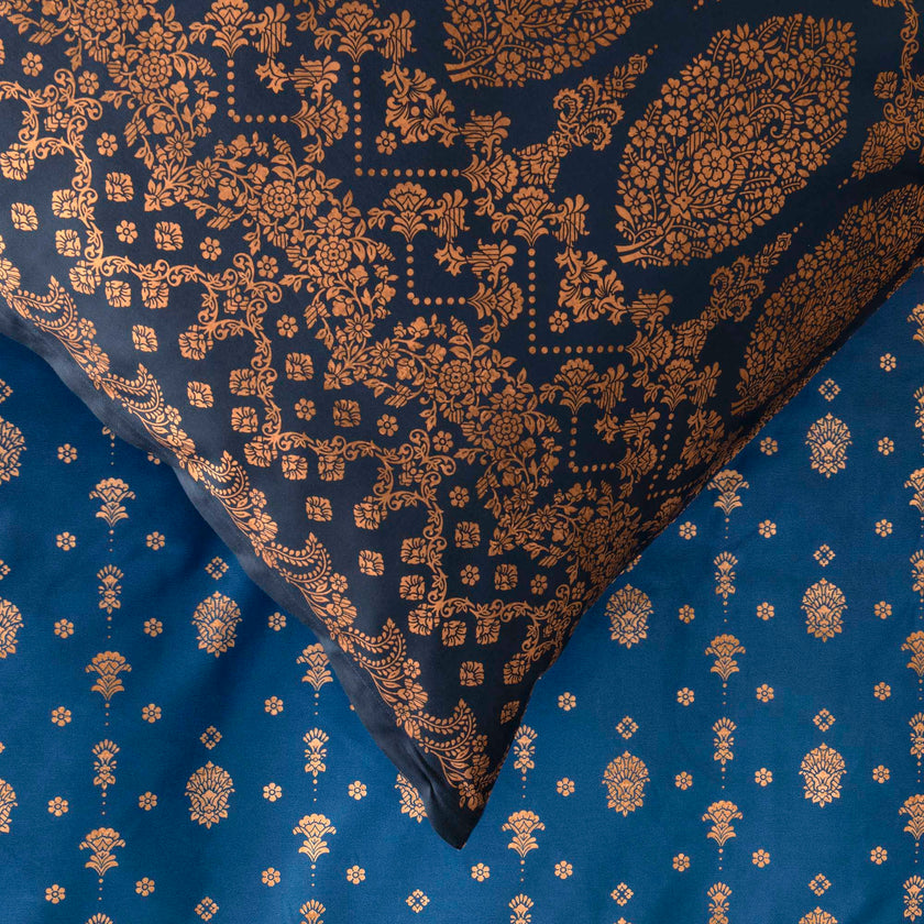 Bettwaesche gold decor blau