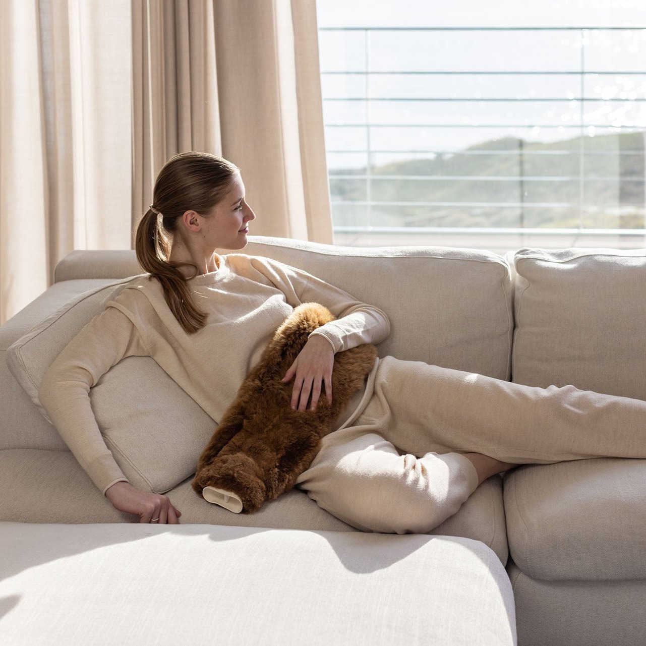 Schlauchwärmflasche Tubo weich alpaka